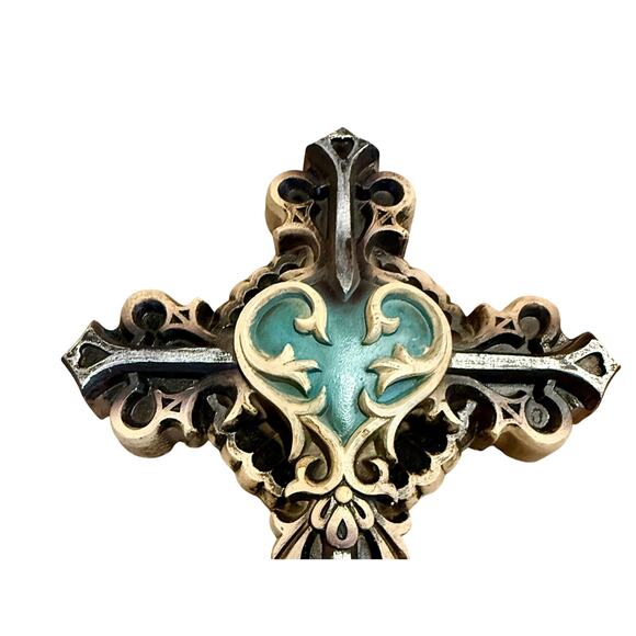Turquoise Cross Heart Wall Decor Inspirational collectible SouthWest - Picture 3 of 4
